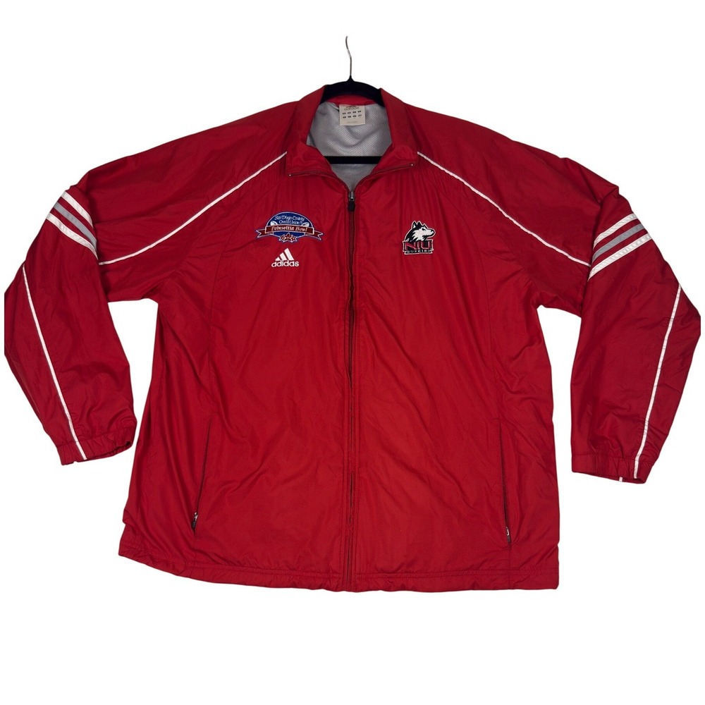 Adidas NIU‎ Huskies Poinsettia Bowl 2006 Full Zip Windbreaker Jacket Red Mens L